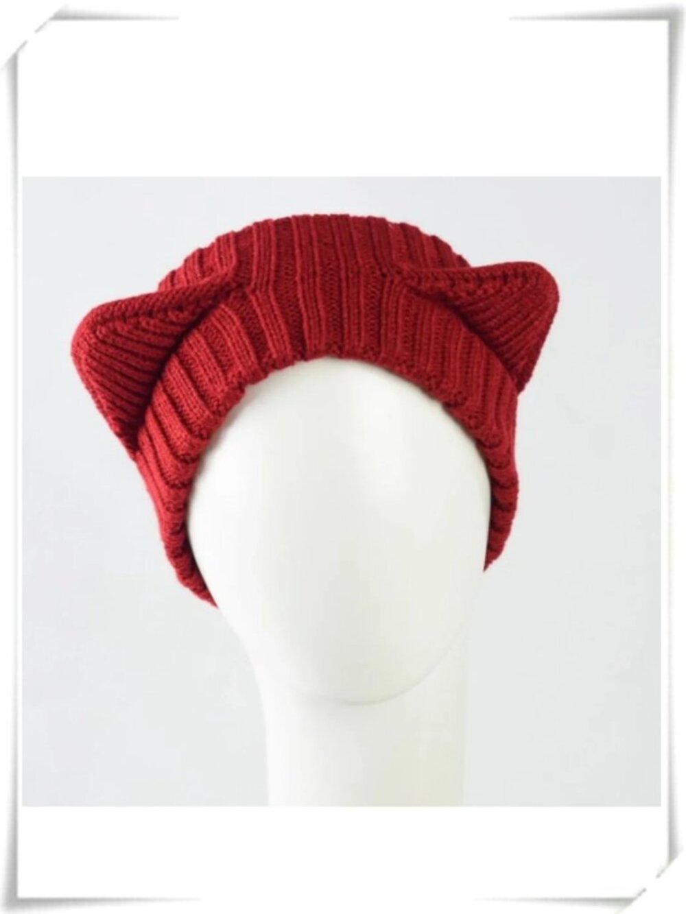 💲Sale 10/$15 ❤️ - Animal Cat Dog Ears Crochet Rib Knit Red Hat Headband